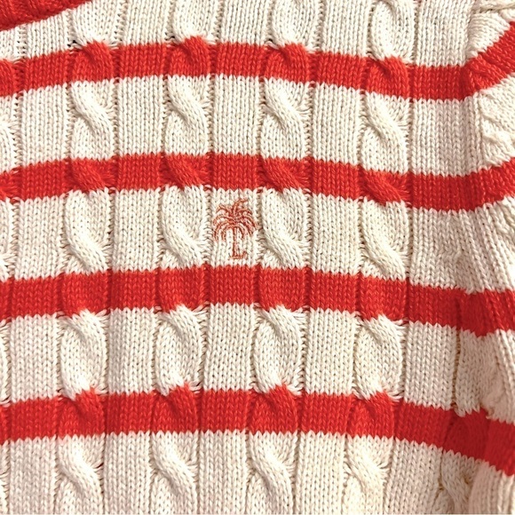 LILLY PULITZER Y2K Cable Knit Crew Neck Coral Striped Cotton Sweater Size S - Picture 3 of 10